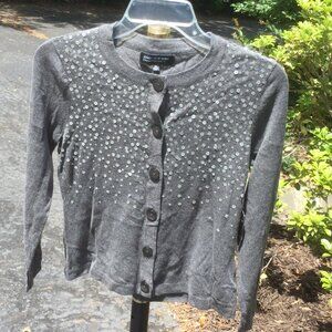 Jones New York Silver Sequined Gray Cardigan